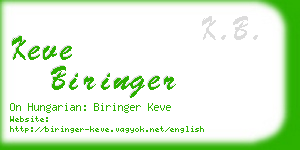 keve biringer business card